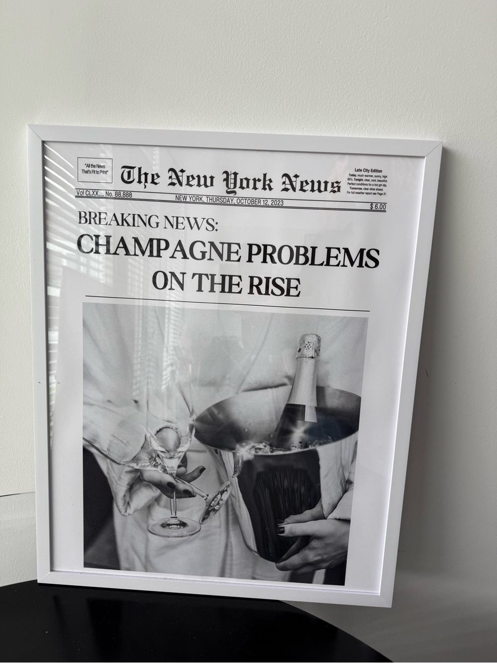 Champagne Problems On The Rise — White Framed Wall Art
